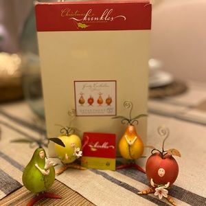 Krinkles by Patience Brewster Christmas holiday placecard holders -fruits